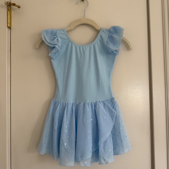 NWT Ruffle Sleeve Ballet Tutu Leotard Sky Blue Girls Sugarplum Fairy 5/6 - Picture 3 of 5